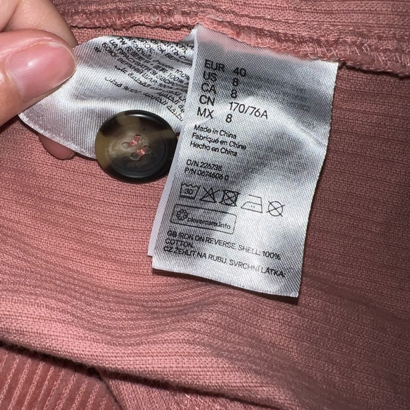 90s Style Pink Corduroy A-line Low or Mid Rise Button Up the Front Mini Skirt - Picture 4 of 5